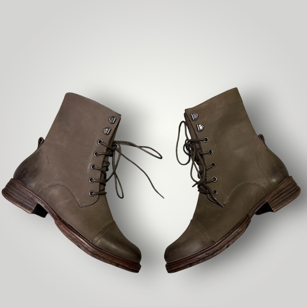 Blondo B5484 PYO Waterproof Leather Combat‎ Boots Olive Brown Cap Toe Womens 6 - Picture 4 of 11